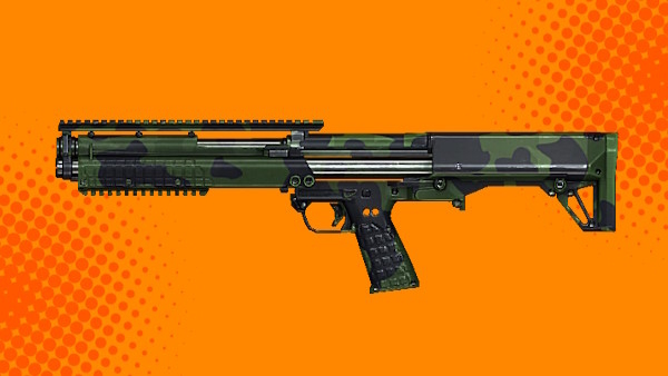 KSG-12 shotgun with Woodland camo skin in Skillwarz