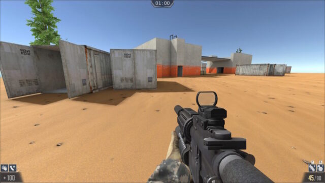Screenshot of player on map Arena 5 with M4 rifle in game Skillwarz
