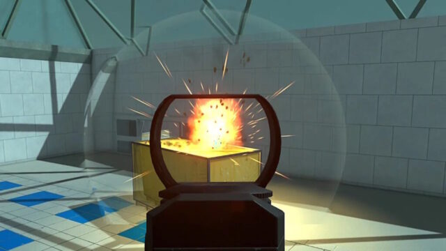 Explosion effect with heat wave effect in game Skillwarz